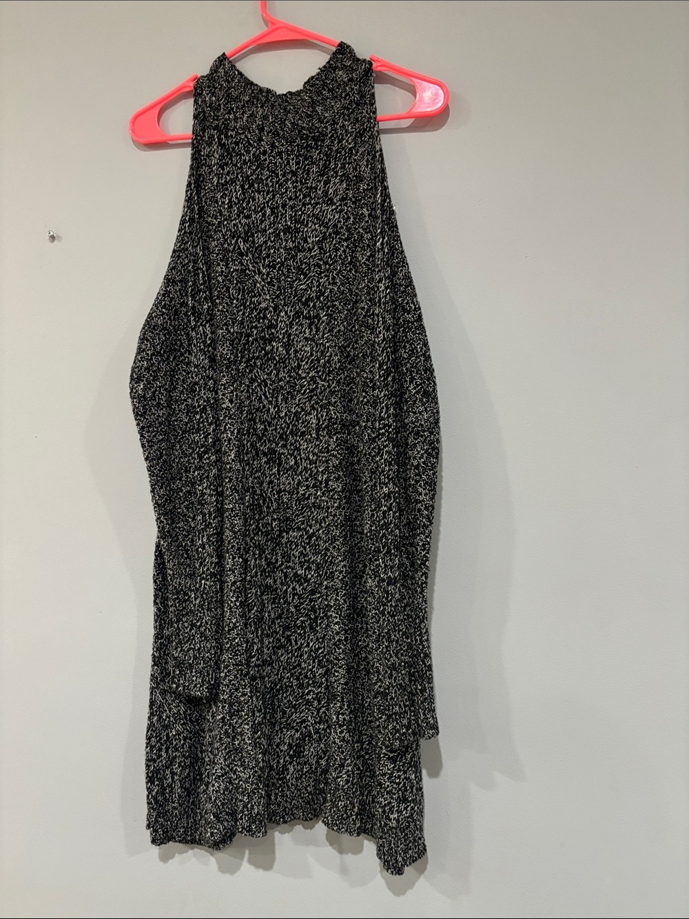 Black & White Marled Halter Knit Dress